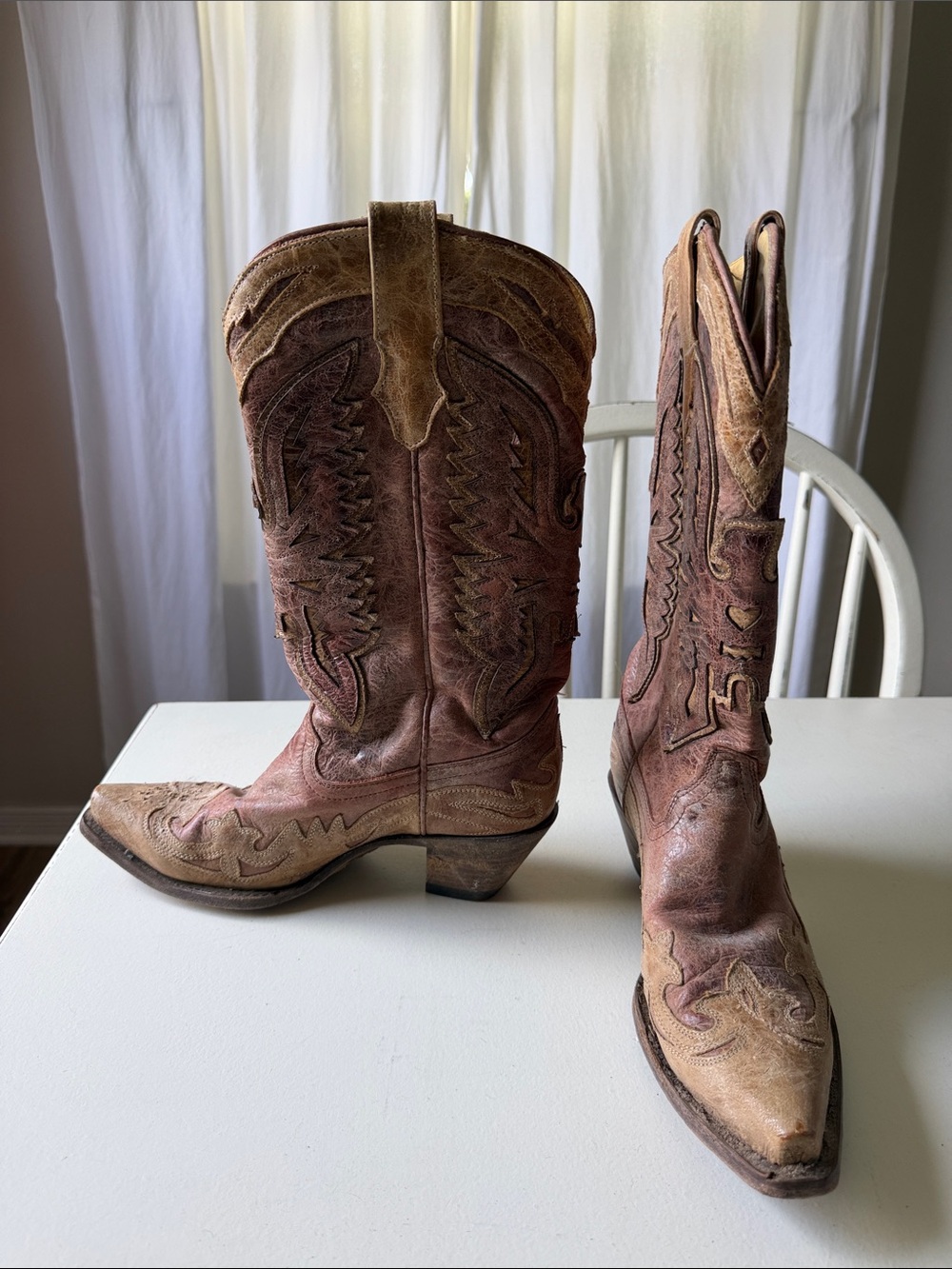 CORRAL WOMEN'S CRACKLE DISTRESSED ANTIQUE SADDLE COWGIRL COWBOY  BOOT R2227
